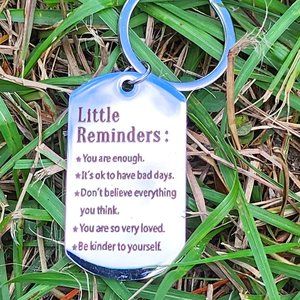 "Little Reminders" Dog Tag Keychain - Stainless Steel - In Velvet Gift Pouch